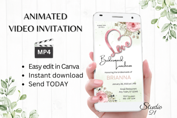 Boho Bridesmaid Luncheon W4120BL: A Modern Script for Digital Invites