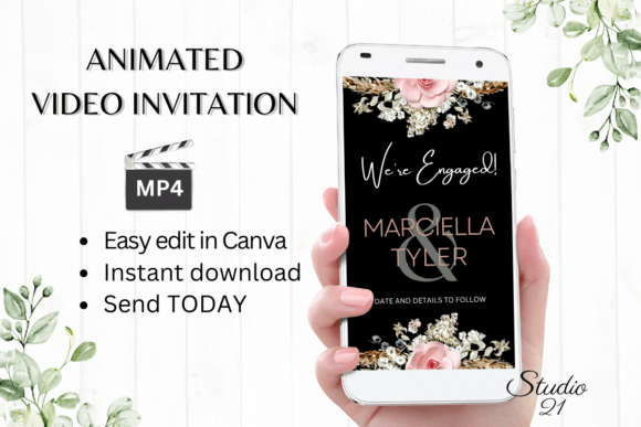 Boho Engagement Announcement W1127B: Your Digital Wedding Invite Solution