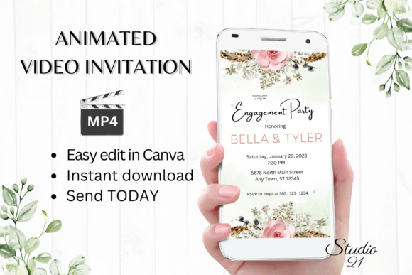Boho Engagement Party Invite W1126: A Designer's Take on Effortless Style