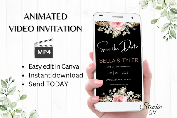 Boho Save the Date Announcement W2127: A Modern Digital Evite Solution