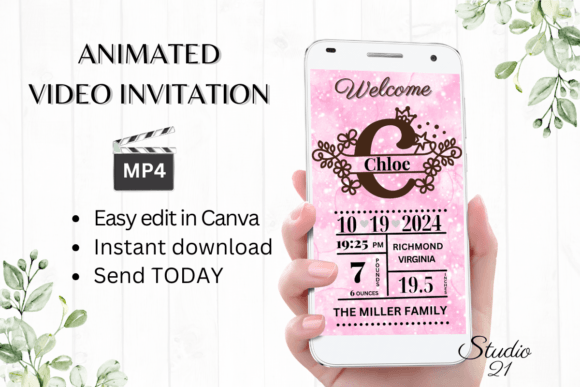 Digital Baby Birth Announcement: Modern Invitations