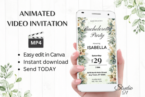 Digital Bachelorette Party Invite W6424: Effortless Celebration Style