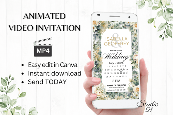 Electronic Wedding Invitation W8420B: Your Instant Digital Evite