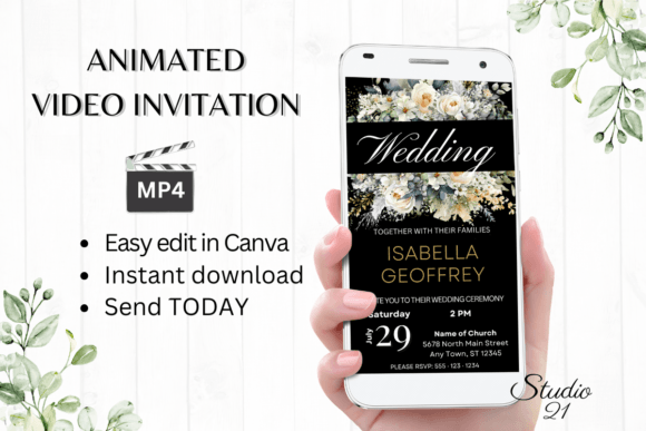 Electronic Wedding Invitation W8427: A Dynamic Digital Template