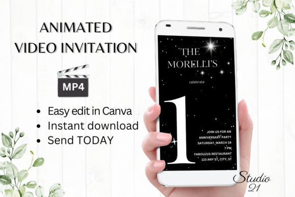Modern Digital Anniversary Party Invite: Effortless Elegance