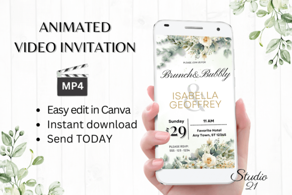 Modern Wedding Invites: The Electronic Brunch W9422