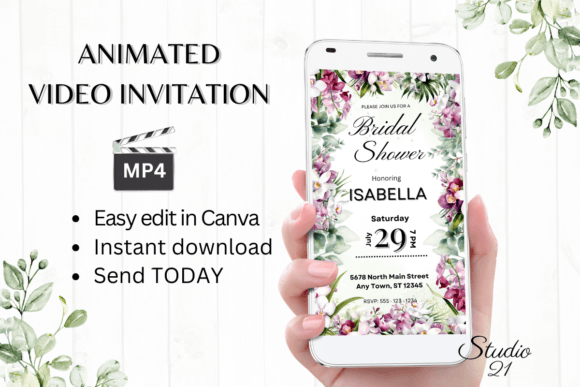 Orchids Bridal Shower Invite W4450: Effortless Digital Elegance