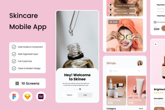 Skinee - Skincare Mobile App: A Design System for Digital Beauty