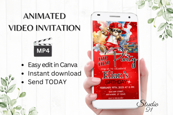 Smartphone Hip Hop Party Invite: Digital Animated Video Invitation Template