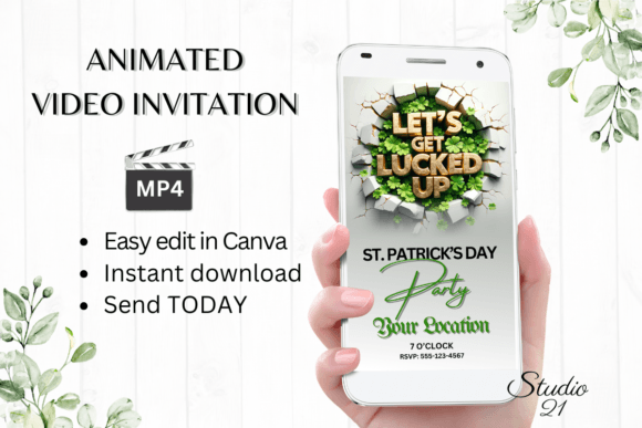 St. Patricks Day Party Invite: Digital Animated Video Template